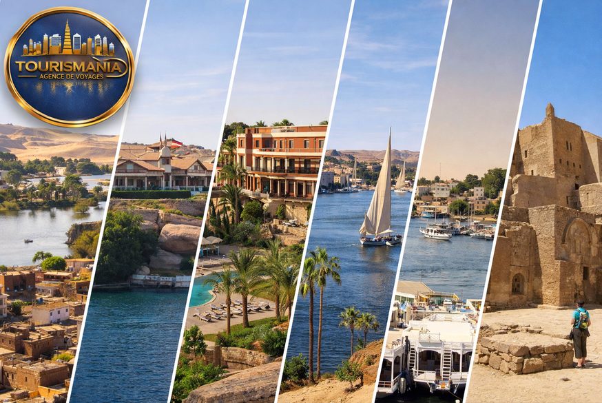 Felouques naviguant sur le Nil à Assouan lors d’un voyage en Égypte